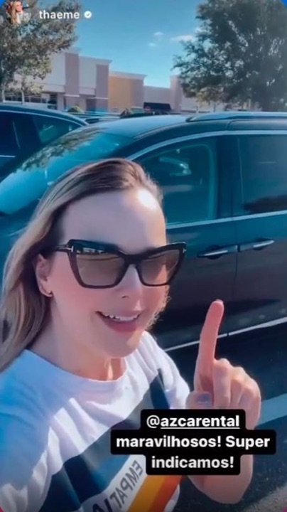 Thaeme Mariôto em story mencionando a AZ Car Rental